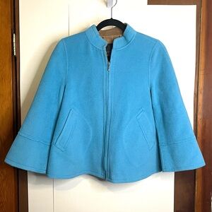 Yansi Fugel Women’s Size XS Reversible Angora Wool Blend Zip Up Jacket Blue/Tan